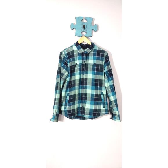 L.L Bean Women's Fleece-Lined Green Plaid Flannel Shirt Small Snap-Front - Picture 3 of 15